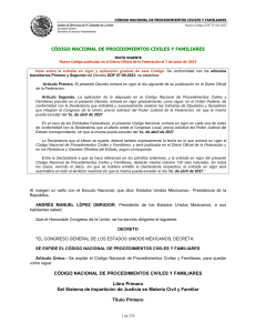 CODIGO NACIONAL DE PROCEDIMIENTOS CIVILES Y FAMILIARES APROBADO SIETE DE JUNIO DEL DOS MIL VEINTITRES