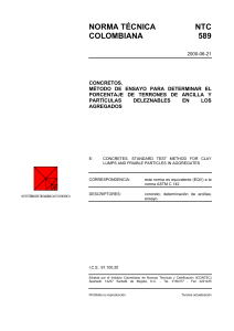 NTC 589: Ensayo de Terrones de Arcilla en Agregados para Concreto