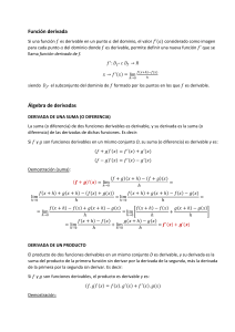 Demostraciones de derivadas de suma y producto, y función inversa. Método logarítmico de derivación