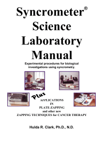 Syncrometer Science Lab Manual: Cancer Therapy & Zapping