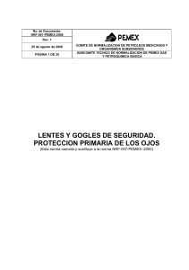 NRF-007-PEMEX-2008: Lentes y Gogles de Seguridad