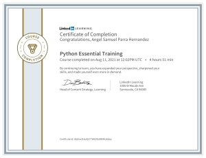 CertificateOfCompletion Python Essential Training