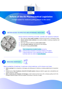 EU Pharmaceutical Legislation Reform: Patient-Centered Market