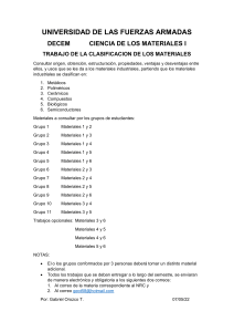 Clasificación de Materiales Industriales: Tarea Universitaria