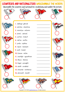 Countries and Nationalities Vocabulary Worksheet