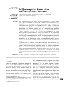 Cold Haemagglutinin Disease: Serum Haemolysins & Clinical Significance