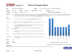 English Language Progress Report - Alba Gonzalez Rodriguez