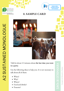 A2 English Monologue Sample Card: Party Topic