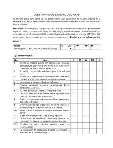 Cuestionario de Salud Ocupacional para Empleados