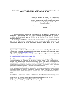 21. Semiotics and historical materialism: an opportune confluence for the tehory of social groups - 21. Semiótica y materialismo histórico: una confluencia oportuna para la teoría de los grupos sociales