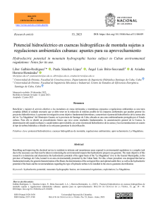 Potencial hidroeléctrico en cuencas hidrográficas de montaña sujetas a regulaciones ambientales cubanas: apuntes para su aprovechamiento