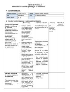 Sesión de Aprendizaje: Matemática 2do Grado