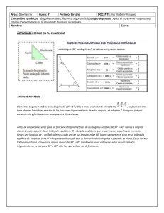 Ángulos Notables y Razones Trigonométricas - 9° Grado
