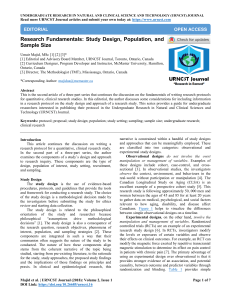 Research Fundamentals: Study Design, Population, and Sample Size