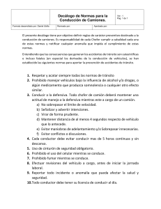 Decálogo de Normas para Conducción de Camiones