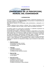 Manual del Examinador Test de Kostick: Inventario de Percepci&oacute;n