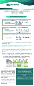 CALENDARIO DE REINSCRIPCIÓN SEMESTRE 1.24.25