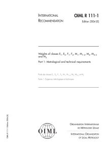 OIML R 111-1: Weights Metrological & Technical Requirements