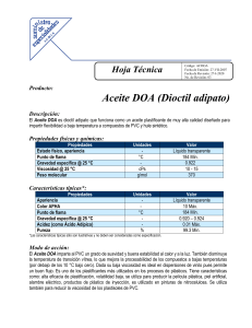 Aceite DOA (Dioctil adipato) - Hoja Técnica | Propiedades y Usos