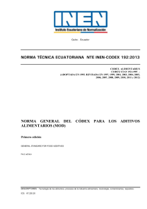 NTE INEN-CODEX 192:2013: Aditivos Alimentarios en Ecuador