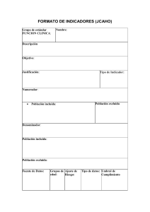 JCAHO FORMATO DE INDICADORES