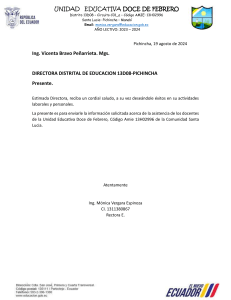 Carta Oficial: Asistencia Docentes Unidad Educativa Doce de Febrero