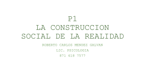 P1 CONSTRUCCION SOCIAL DE LA REALIDAD