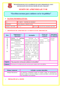 Sesión de Aprendizaje: Normas de Seguridad Vial - 1er Grado