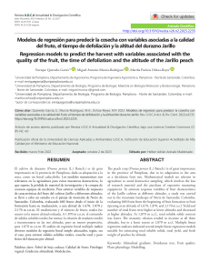 REGRESION PARA ESTIMAR EL RENDIMIENTO EN DURAZNERO EN COLOMBIA