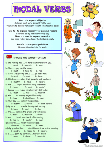 Modal Verbs Worksheet: Must, Have To, Need