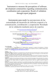 Instrumento para medir las percepciones de las comunidades de desarrollo de software respectoa  ala comunicación, coordinación y cooperación. Resultado de la validación mediante juicio de expertos