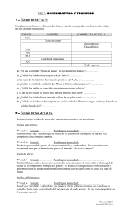 Hoja de Trabajo de Nomenclatura y Formulación Química