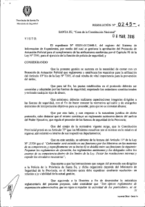 Resol. 0245-16 - Protocolo de actuación policial para aplicación del Art. 10 bis (Ley 7395)