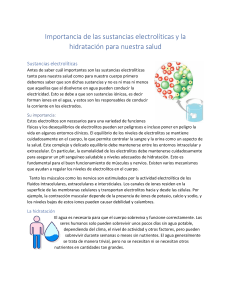 Importancia de las sustancias electrolíticas y hidratacion