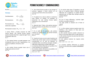 Ejercicios de Permutaciones y Combinaciones - Matemáticas