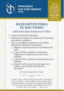 Requisitos para el Bautismo - Parroquia San José Obrero, Piura