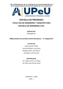 Informe Topográfico: Mejoramiento Carretera Bocatoma - Jr. Integración