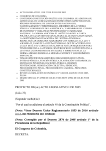 LegisXperta-ACTO LEGISLATIVO 1 DE 2005 - PROYECTO 