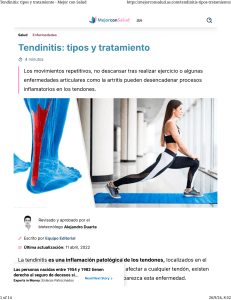 Tendinitis  tipos y tratamiento - Mejor con Salud