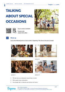 Special Occasions English Worksheet (A2-B1)