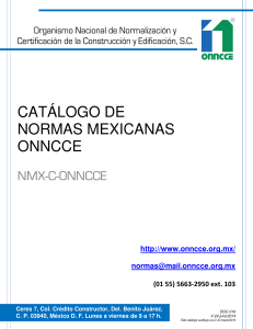 CATALOGO DE NORMAS MEXICANAS ONNCCE NMX