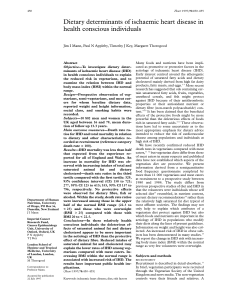 Dietary determination of ischaemic heart diseade in health conscious