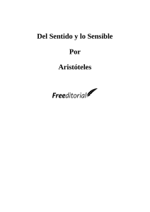 Del Sentido y lo Sensible: Aristóteles