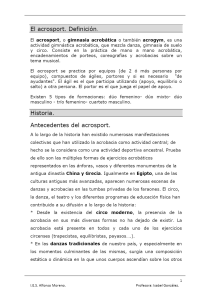 El acrosport. Definición. Historia. Antecedentes del acrosport 