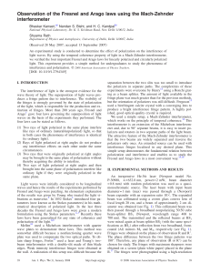 Fresnel-Arago Laws Verification via Mach-Zehnder Interferometer