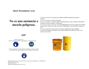 Etiqueta de seguridad para el desmoldante sika base agua 