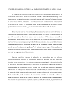 Ensayo de Sociopolítica. Aprender ciencias para vivir mejor: La educación como motor de cambio social