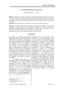 Tabla de Valores K para el Análisis de Mortalidad en Dinámica Poblacional