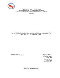 Informe Ambientes Artificiales y Conservación