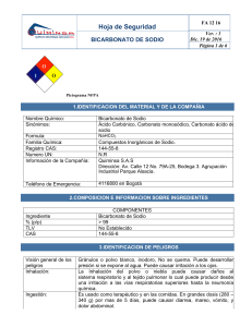 Hoja de Seguridad Bicarbonato de Sodio - Quiminsa S.A.S